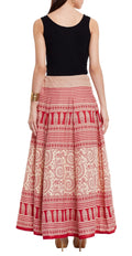 Womens Cotton Printed Skirt Ethnic And Tribal Motifs ,4XL,Red