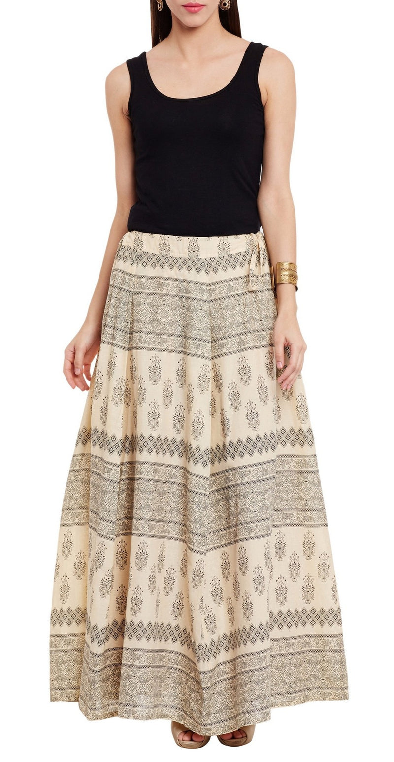 Womens Cotton Printed Skirt Ethnic And Tribal Motifs ,Medium,Black