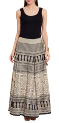 Womens Cotton Printed Skirt Ethnic And Tribal Motifs ,4XL,Black