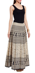 Womens Cotton Printed Skirt Ethnic And Tribal Motifs ,Small,Black