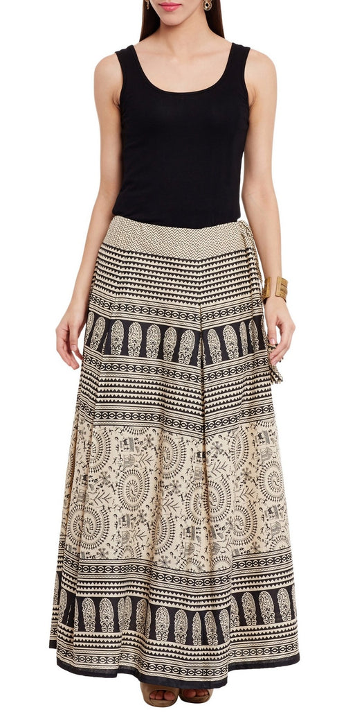 Womens Cotton Printed Skirt Ethnic And Tribal Motifs ,5XL,Black