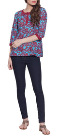 Cotton Printed Kurti Clothes For Women Tops,W-CPK34-1801,Size-34 Inch,RUST
