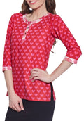 Cotton Printed Kurti Clothes For Women Tops,W-CPK34-1802,Size-34 Inch,PINK