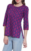 Cotton Printed Kurti Clothes For Women Tops,W-CPK34-1803,Size-34 Inch,PURPLE WINE