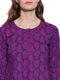 Cotton Printed Kurti Clothes For Women Tops,W-CPK34-1803,Size-34 Inch,PURPLE WINE