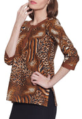 Cotton Printed Kurti Clothes For Women Tops,W-CPK34-1804,Size-34 Inch,BROWN