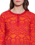 Cotton Printed Kurti Dresses For Women Tops,W-CPK42-1811,Size-42 Inch,TOMATO Red