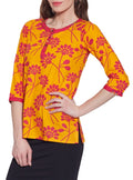 Cotton Printed Kurti Women Apparels Tops ,W-CPK32-1812,Size-32 Inch,YELLOW