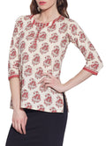 Cotton Printed Kurti Women Apparels Tops ,W-CPK32-1814,Size-32 Inch,RED