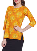 Cotton Printed Kurti Indian Casual Dresses For Women ,W-CPK46-1816,Size-46 Inch,YELLOW