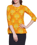 Cotton Printed Kurti Womens Fashion Accessory Tops ,W-CPK44-1816,Size-44 Inch,YELLOW