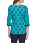 Cotton Printed Kurti Clothes For Women Tops,W-CPK34-1818,Size-34 Inch,TURQUOISE