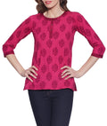 Cotton Printed Kurti Clothes For Women Tops,W-CPK34-1820,Size-34 Inch,MAGENTA