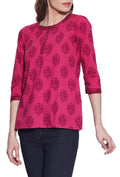 Cotton Printed Kurti Womens Fashion Accessory Tops ,W-CPK44-1820,Size-44 Inch,MAGENTA