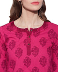 Cotton Printed Kurti Womens Clothing Tops,W-CPK40-1820,Size-40 Inch,MAGENTA