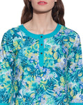 Cotton Printed Kurti Women Apparels Tops ,W-CPK32-1821,Size-32 Inch,TURQUOISE