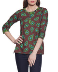 Cotton Printed Kurti Women Apparels Tops ,W-CPK32-1822,Size-32 Inch,BROWN