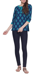 Cotton Printed Kurti Women Apparels Tops ,W-CPK32-1823,Size-32 Inch,BLUE