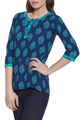 Cotton Printed Kurti Women Apparels Tops ,W-CPK32-1823,Size-32 Inch,BLUE