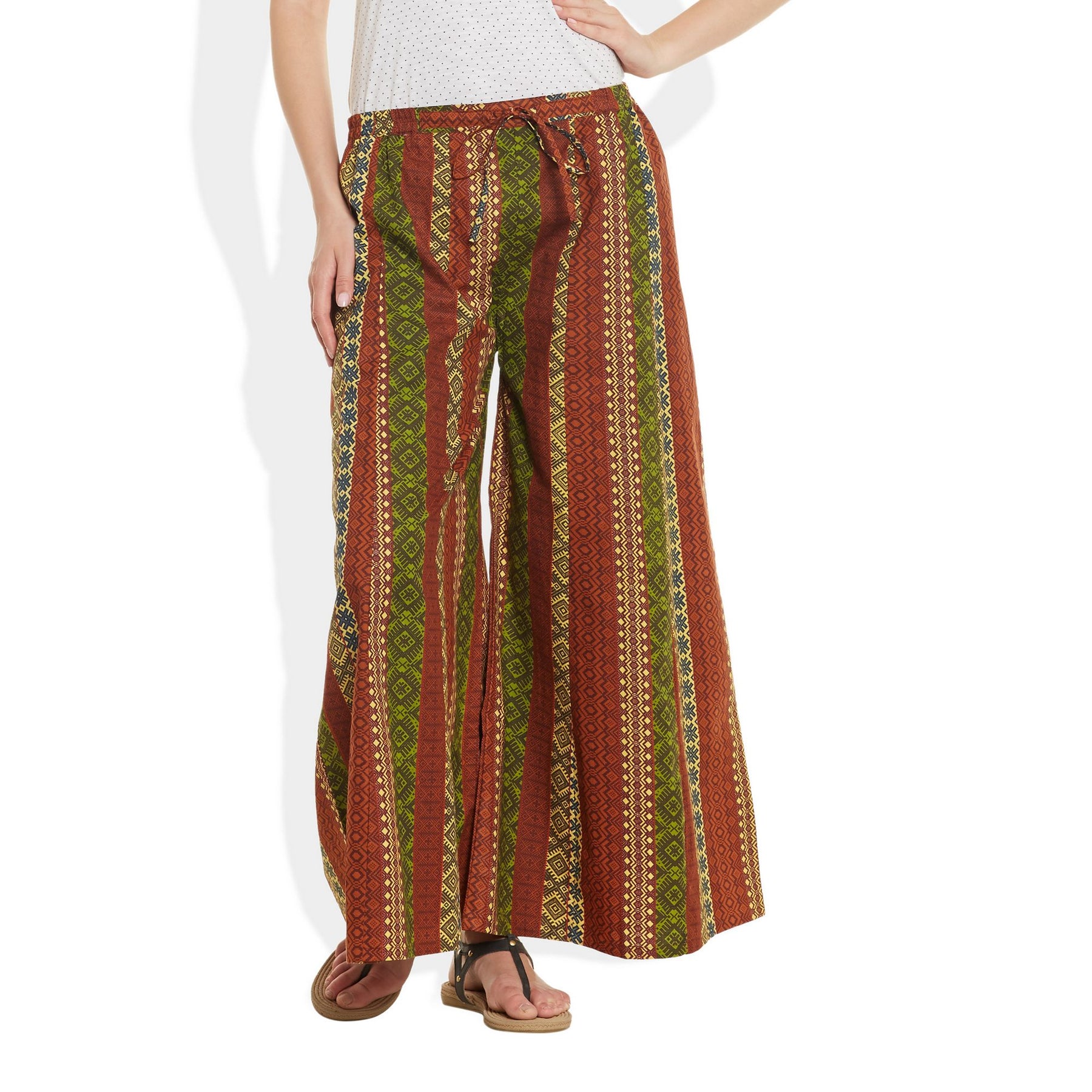 Little Llama Green and Red Cotton Palazzo Pants Ethnic Set for Girls   littlellamain