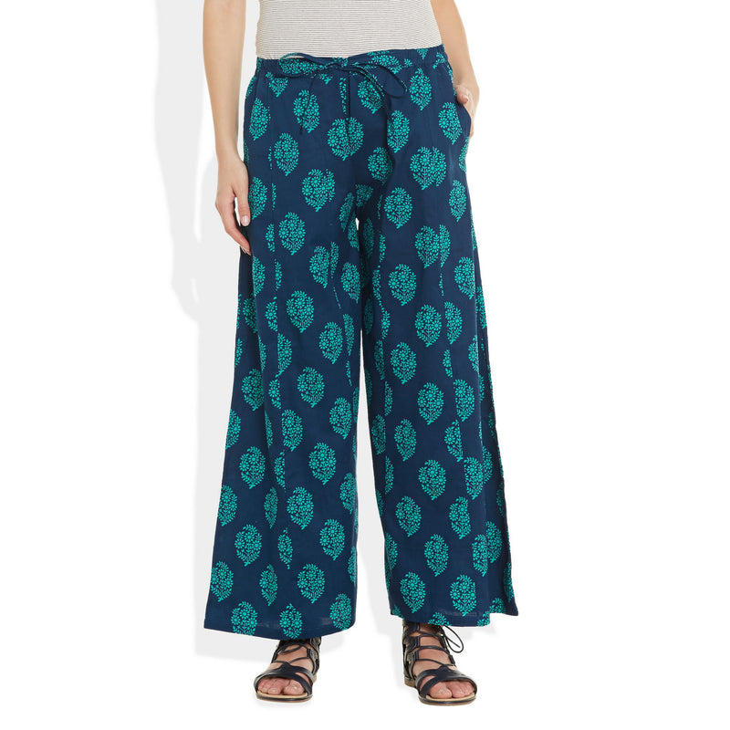 Cotton Printed Palazzo Pants For Women Indian,Large,W-CPLZL-2703