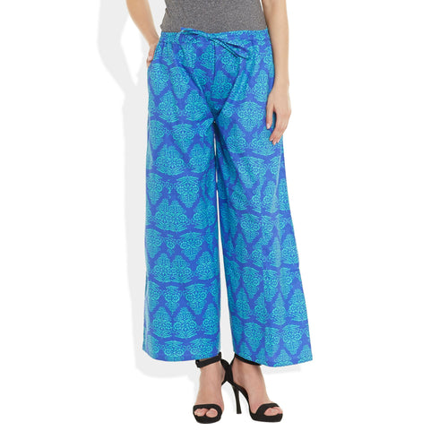 Cotton Printed Palazzo Pants For Women Indian,Large,W-CPLZL-2705