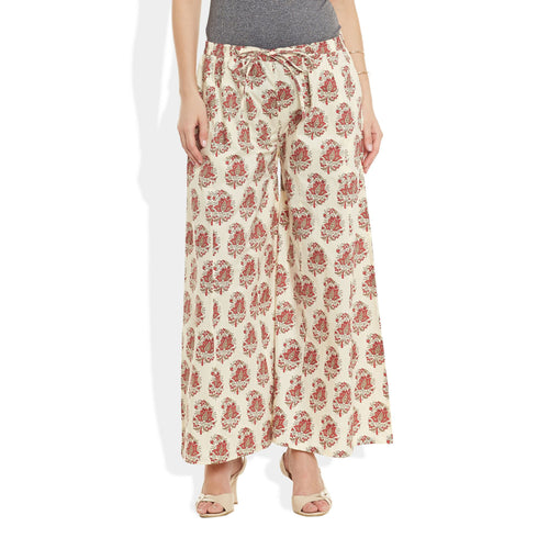 Cotton Printed Palazzo Pants For Women Indian,Large,W-CPLZL-2710