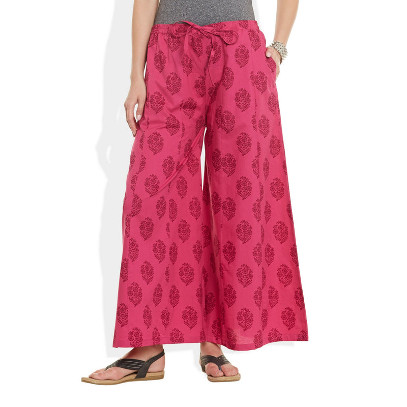 Cotton Printed Palazzo Pants For Women Indian,Large,W-CPLZL-2711