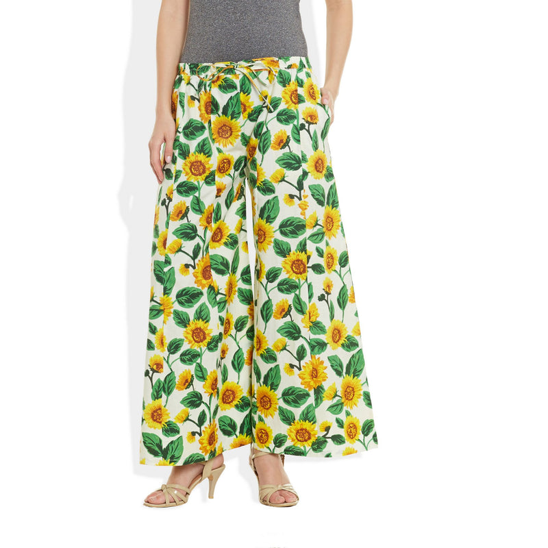 Cotton Printed Palazzo Pants For Women Indian,Large,W-CPLZL-2715