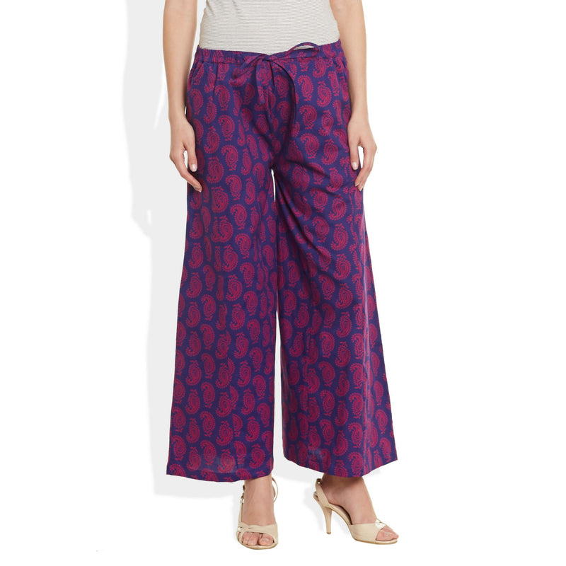 Cotton Printed Palazzo Pants For Women Indian,Large,W-CPLZL-2722