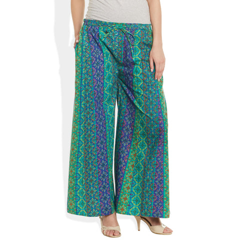 Cotton Printed Palazzo Pants For Women Indian,Large,W-CPLZL-2723