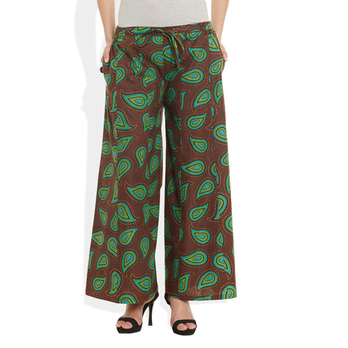 Cotton Printed Palazzo Pants For Women Indian,Large,W-CPLZL-2726