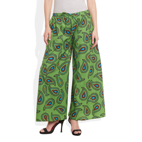 Cotton Printed Palazzo Pants For Women Indian,Large,W-CPLZL-2730