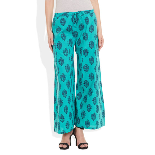 Cotton Printed Palazzo Pants For Women Indian,Large,W-CPLZL-2731