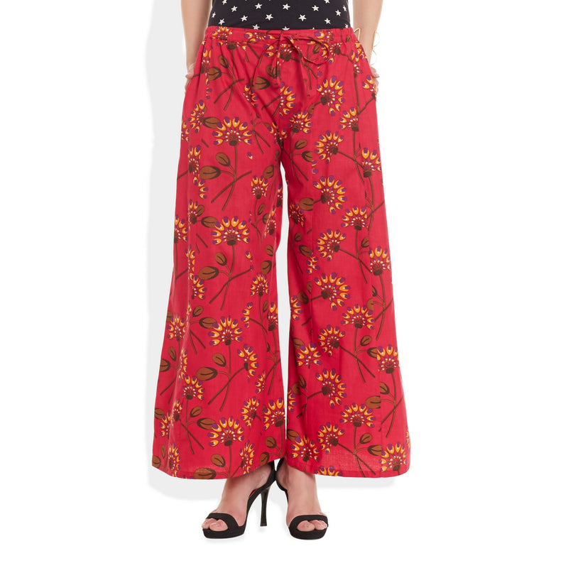 Cotton Printed Palazzo Pants For Women Indian,Large,W-CPLZL-2732