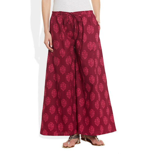 Cotton Printed Palazzo Pants For Women Indian,Large,W-CPLZL-2738