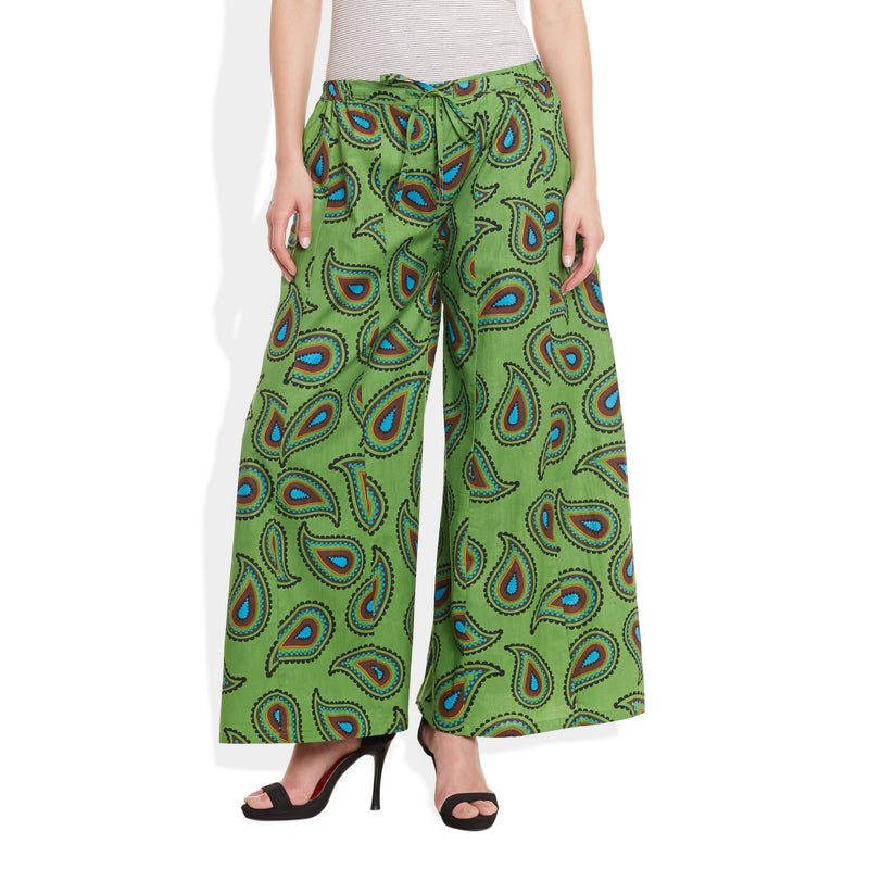 Cotton Printed Palazzo Pants For Women Indian,Medium,W-CPLZM-2730