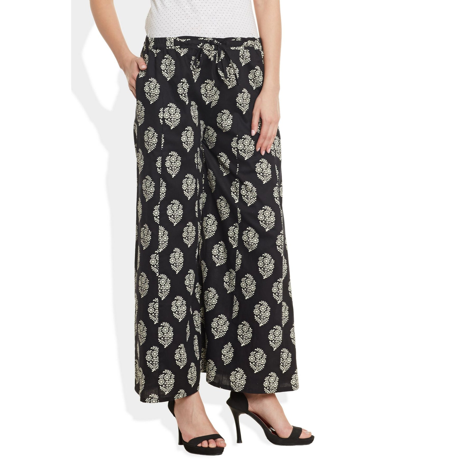 Indian Dobby Bottoms Pants and Trousers  Buy Indian Dobby Handblock Print  Dhoti Pants Online  Nykaa Fashion
