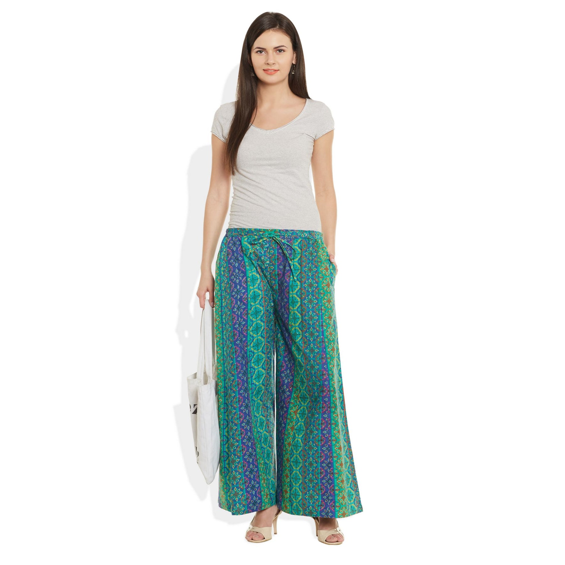 Cotton Printed Palazzo Pants For Women Indian,X-Large,W-CPLZXL