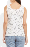 Womens Cotton Printed Short Top Kurti Sleeveless With Contrast Placket And Buttons,Medium,W-CST34-3112