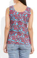 Womens Cotton Printed Short Top Kurti Sleeveless With Contrast Placket And Buttons,Small,W-CST32-3114