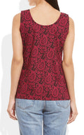 Womens Cotton Printed Short Top Kurti Sleeveless With Contrast Placket And Buttons,Small,W-CST32-3115