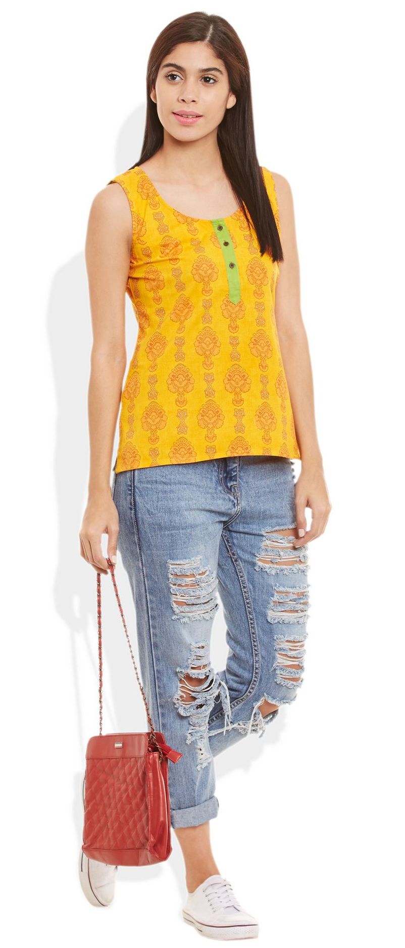 Buy online Pink Ikat Print Sleeveless A-line Tunic from western wear for  Women by Darzaania for ₹499 at 67% off | 2024 Limeroad.com