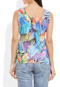 Womens Cotton Printed Short Top Kurti Sleeveless With Contrast Placket And Buttons,Small,W-CST32-3131