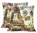 Digitally Printed 100% Cotton Canvas Set Of Two Cushion Covers 18X18 Inch World Theme,Paris