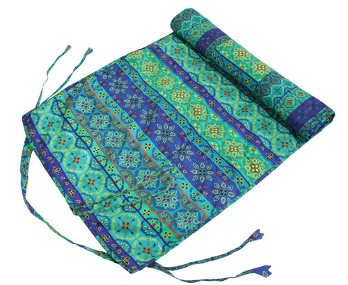 ShalinIndia Yogamat For Women And Girls Cotton Printed Reversible Cushioned,YMT01-1423,Blue,70X30 Inch