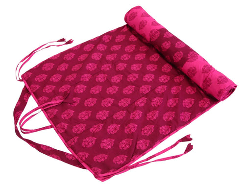 ShalinIndia Yogamat For Women And Girls Cotton Printed Reversible Cushioned,YMT01-3008,Magenta,70X30 Inch