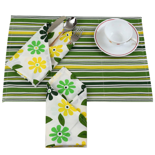 Home Décor Printed Cotton Placemats And Napkins Set of 6 Reversible Indian  200TC