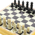 Handmade Indian Chess Set - Play Chess with Soapstone Chess Pieces & Stone and Wood Chess Board - Unique Chess Sets and Boards for Gifts