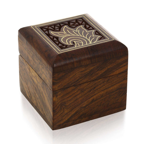 Handmade Indian Wooden Box for Jewelry - Wood Trinket Box-Perfect for Rings Earrings ToeRings  Cuff Links